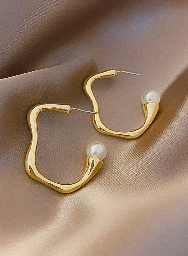 Pendientes de perlas irregulares geométricos simples para mujer