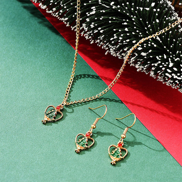 Love Christmas tree earrings necklace set