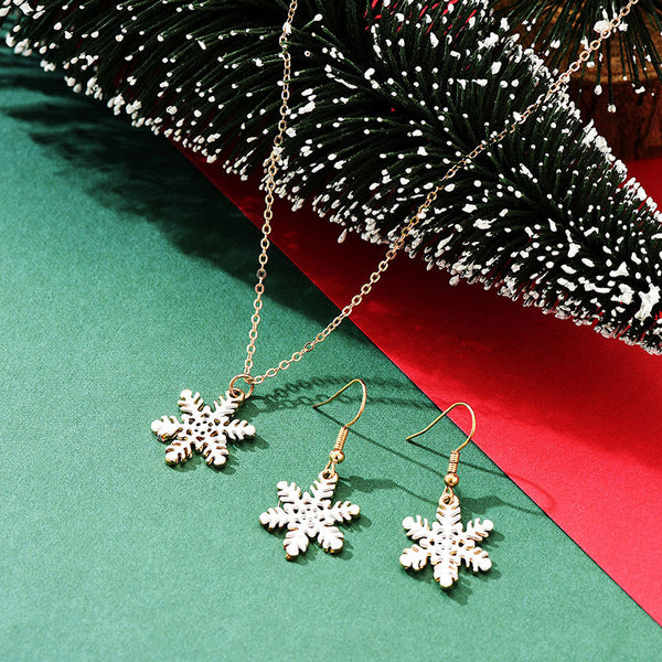 Christmas snowflake earrings necklace set